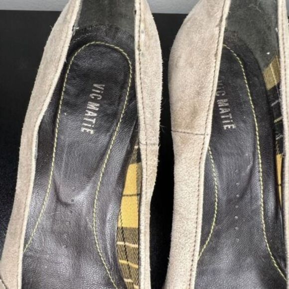 Vic Matie Tan Suede Pumps Heels With Bow Women’s Size US 6.5 EU 36.5 Shoes - Picture 4 of 12